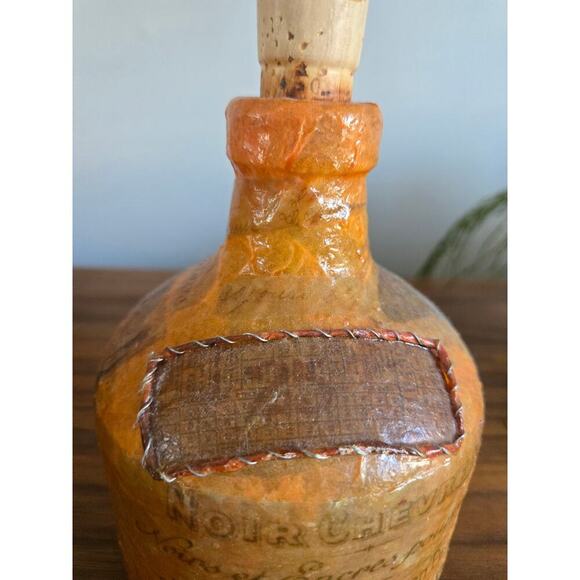Handmade Papier Mache Covered Glass Decorative Bottle - Picture 2 of 8